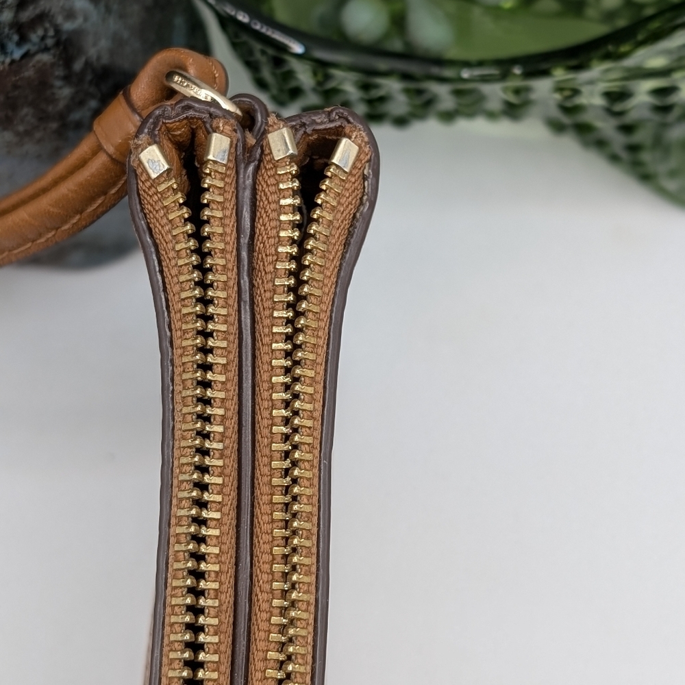 Coach brown Pebbled Leather Double Zip Wristlet - Picture 9 of 10